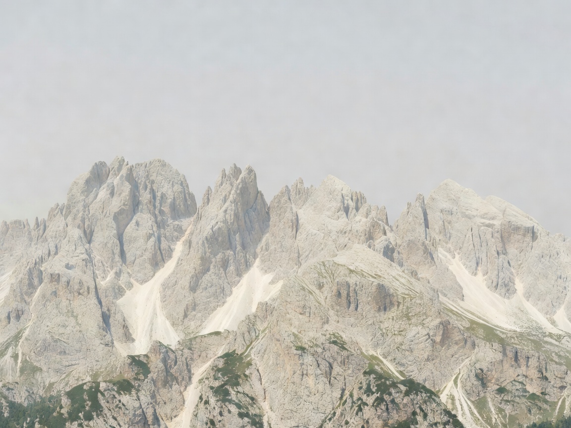 Dolomites ridgeline under flat midday light with little shadow or depth
